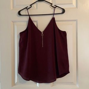Express purple tank top with zipper front